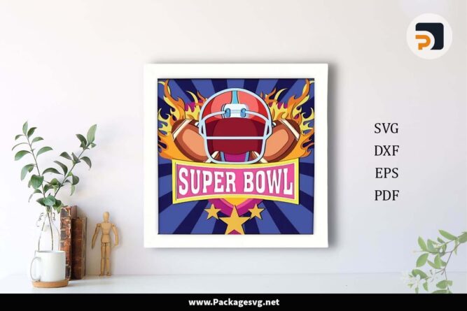 3D Super Bowl Shadow Box, America Football Template For Cricut LHA76EX3