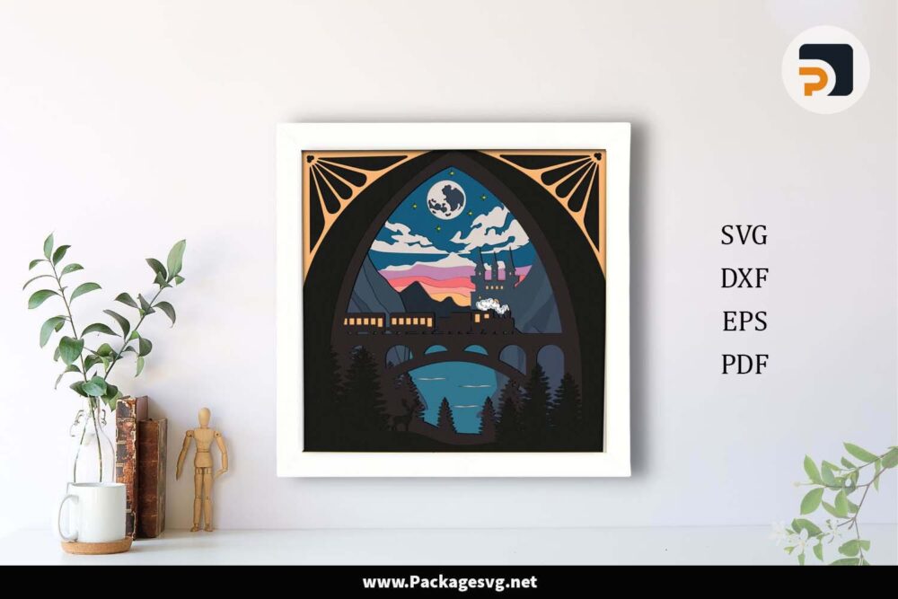 3D Train Shadow Box, Harry Potter Template For Cricut LHFPPFIS