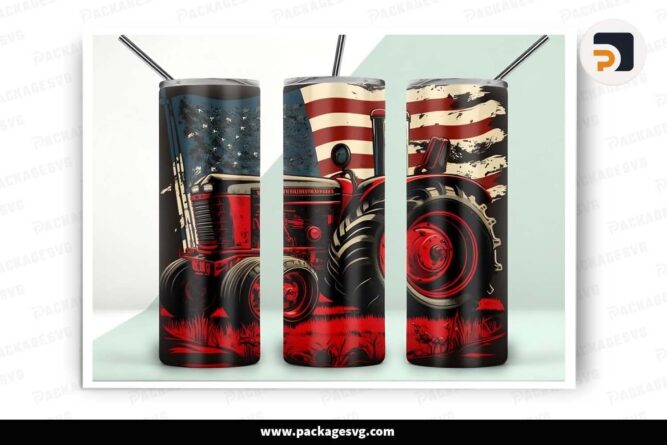 America Flag Tractor Template, 20oz Skinny Tumbler Wrap LHY9W3C7