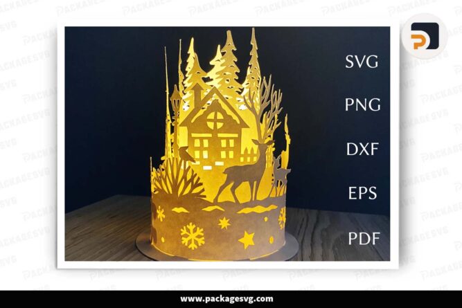 Christmas Deer Lantern, SVG Templates For Cricut LI2HA5D2