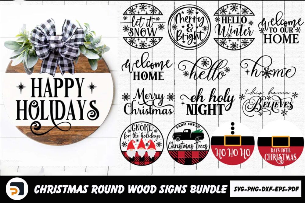 Christmas Round Wood Signs Bundle