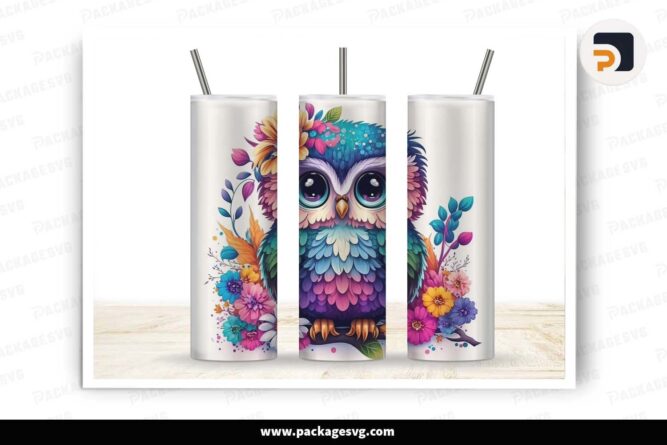 Cute Owl Sublimation Template, 20oz Skinny Tumbler Wrap LHZKVIRB