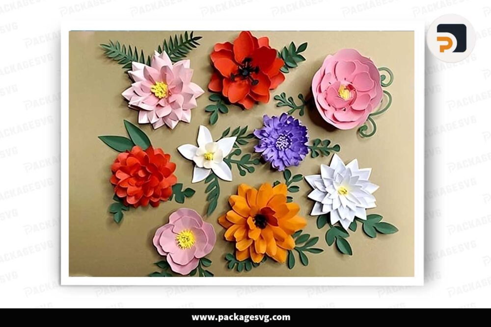 DIY Flower Paper Bundle, SVG Template For Cricut LHO96L3B