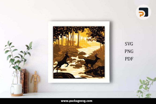 Deer In The Forest Light Box, SVG Template For Cricut LHK19VMY