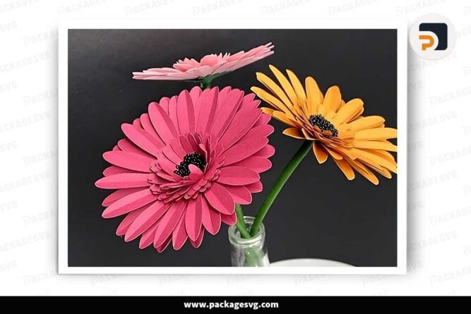 Gerbera Flower Paper, SVG Template For Cricut LHO5O7AO