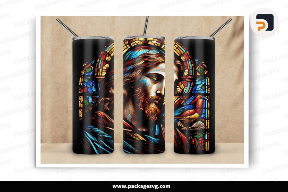 Jesus Stained Glass Template, 20oz Skinny Tumbler Wrap LHYAZD5X