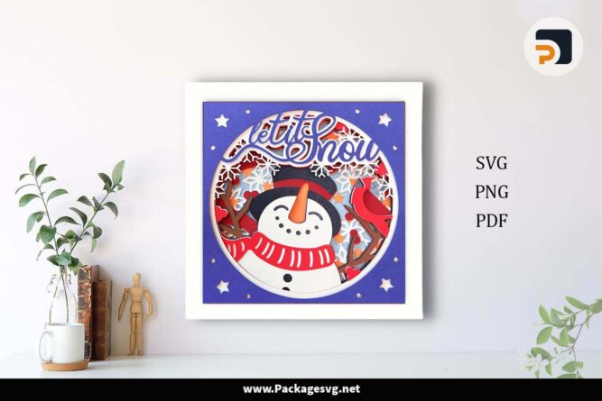 Let It Snow Shadow Box, Snowman Template For Cricut LI2GQ0JH