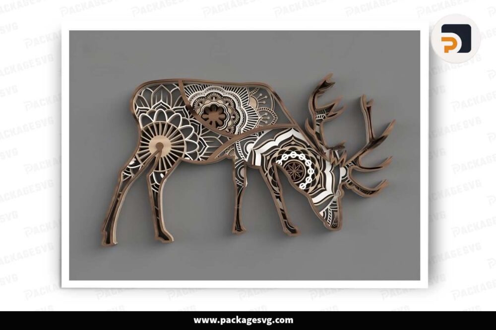 Mandala Deer Multilayered, SVG Template For Cricut LHU9KANT