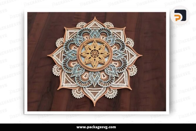 Mandala Leaves Multilayered, SVG Template For Cricut LHU7K42Q