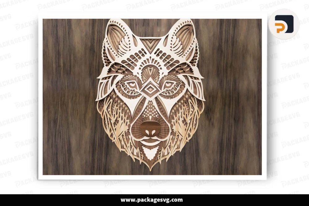 Mandala Wolf Multilayered, SVG Template For Cricut LHU97MJ0