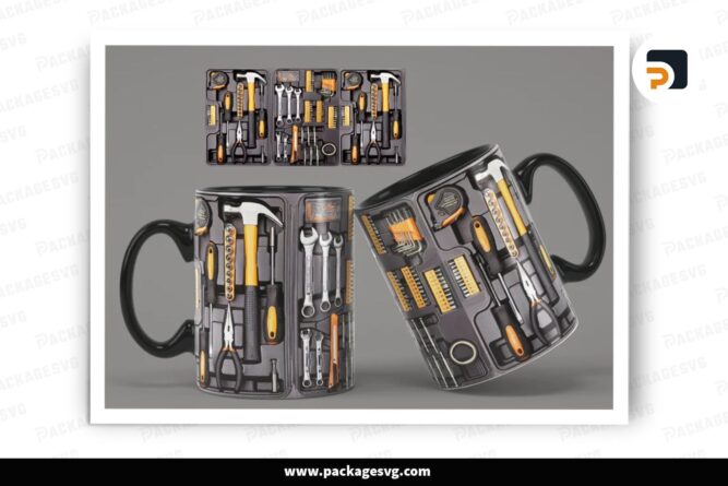 Mechanic Tools Mug Design, 11oz 15oz Mug Wrap PNG LNRQX5KM