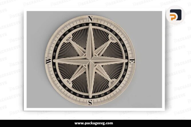 Multilayer Compass Laser cut, SVG Template For Cricut LI8KAUOM