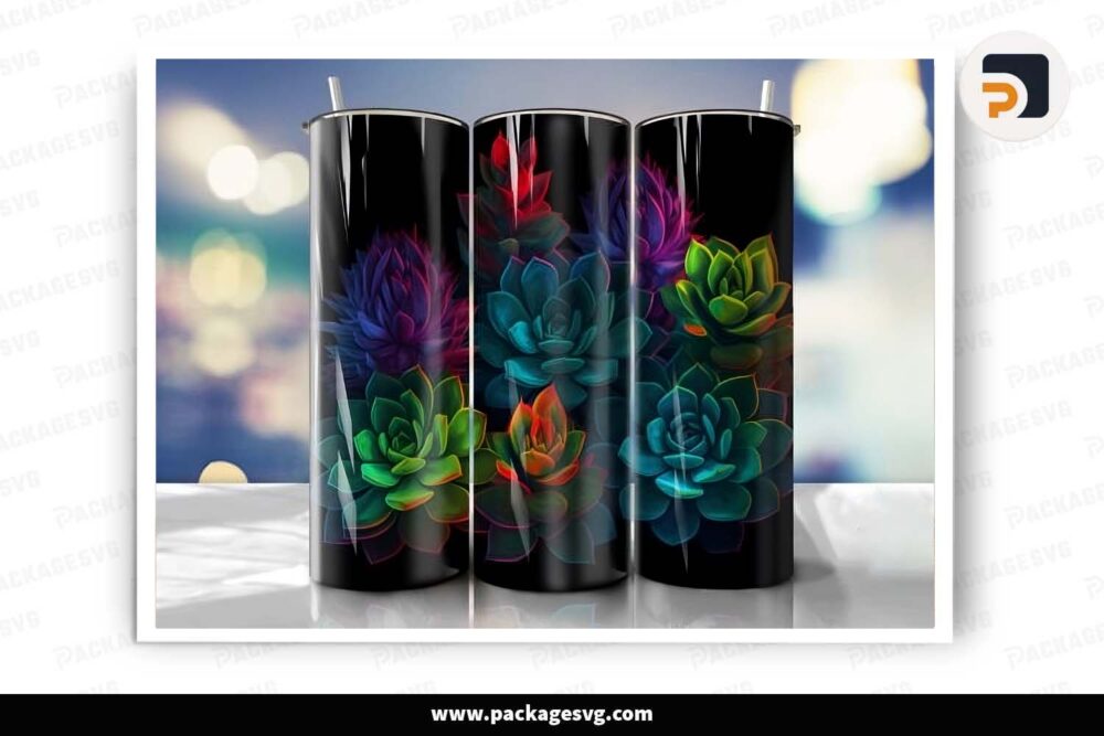 Succulent Sublimation Template, 20oz Skinny Tumbler Wrap LHY7FXEZ