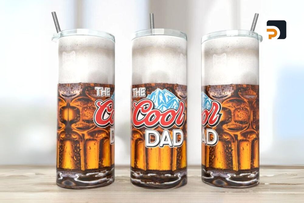 The Cool Dad Tumbler Sublimation Design, Beer 20oz Skinny Tumbler Wrap