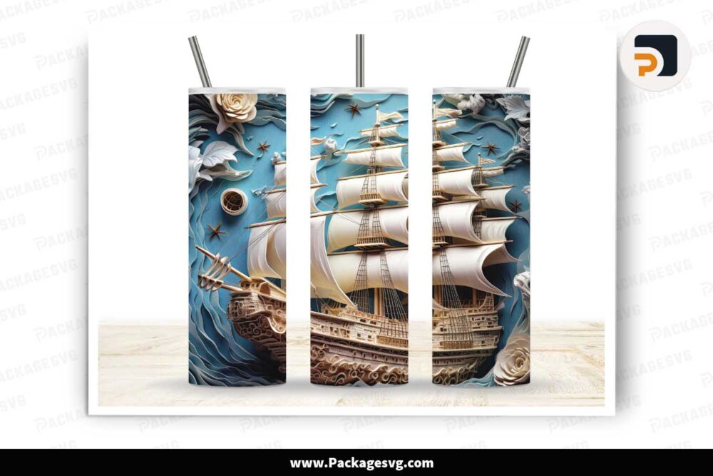 3D Battleship Paper Templates, 20oz and 30oz Tumbler Wrap LIXX5LMP