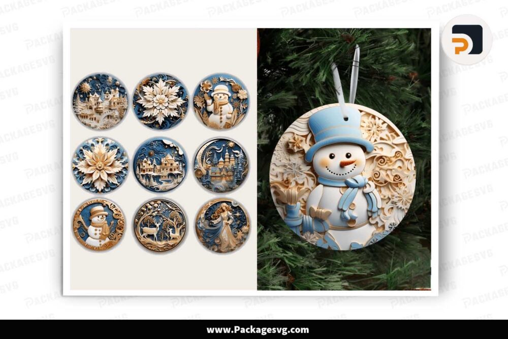 3D Christmas Ornament Bundle, 10 Round Sign Designs LJF0Q9QP