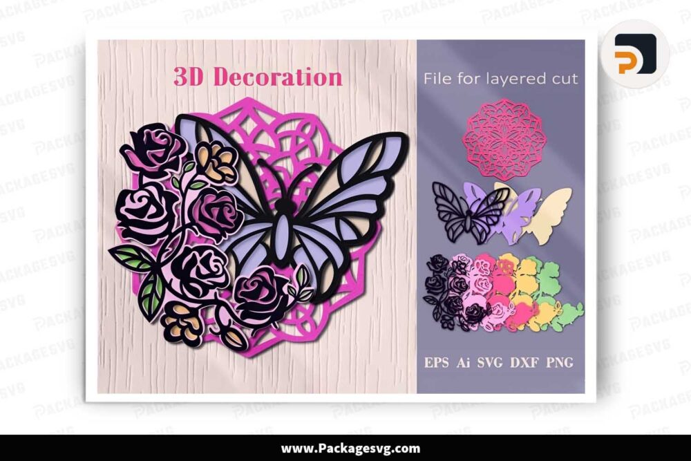 3D Layered Butterfly, Flower Template For Cricut LISASWAQ