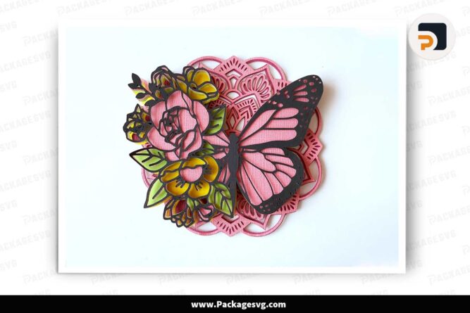 3D Layered Mandala Butterfly, SVG Template For Cricut LIS9CN62