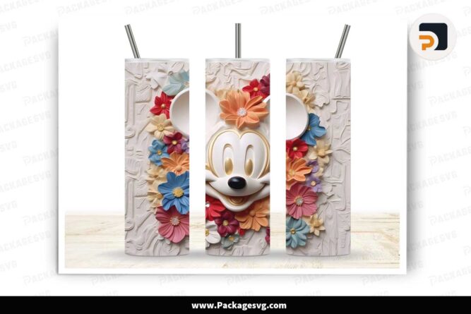 3D Mickey Flowers Templates, 20oz Tumbler Wrap LIXYPPIX