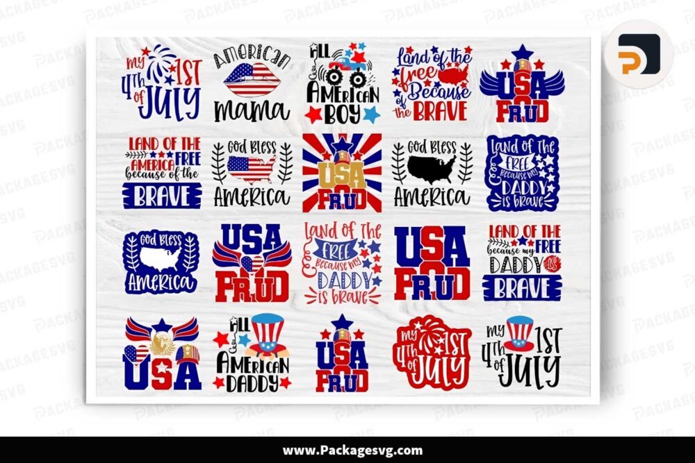 4th of July Bundle, 20 America T-Shirt Designs LJ277QNM