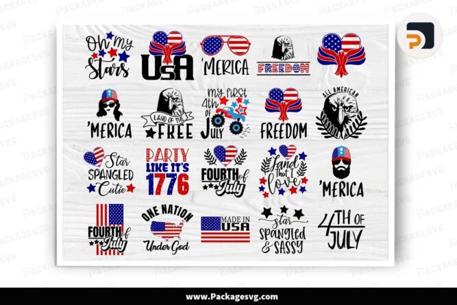 4th of July Bundle, 20 Flag T-Shirt Designs LJ280S14