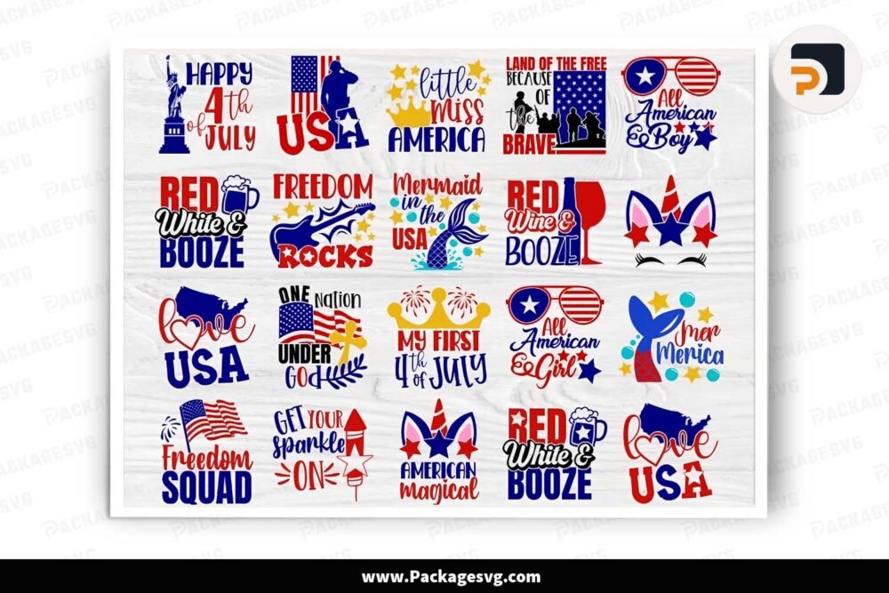 4th of July Bundle, 20 USA T-Shirt Designs LJ27GS7L