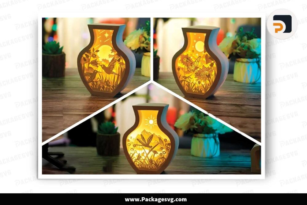 Animal in Vase Light Box Bundle, SVG Template For Cricut LJC6ZJ75