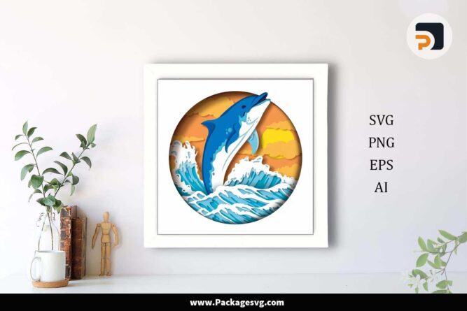 Dolphin Shadow Box, Sea Paper Cut File LJDQ50CP