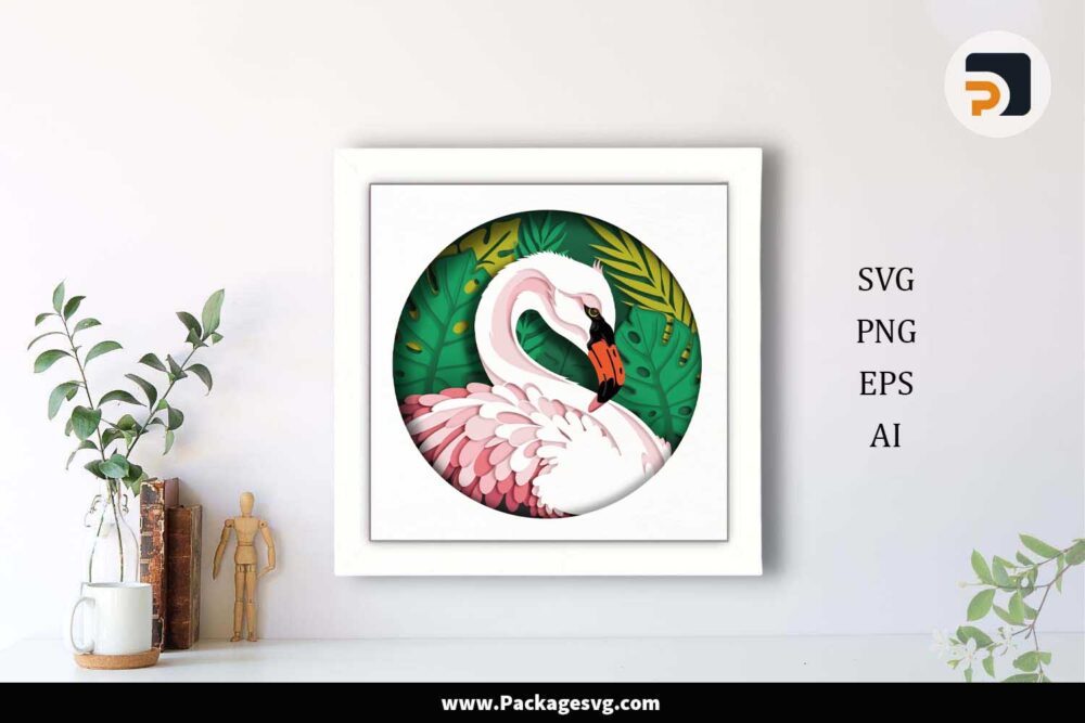 Flamingo Shadow Box, SVG Paper Cut File LJDOVX6I