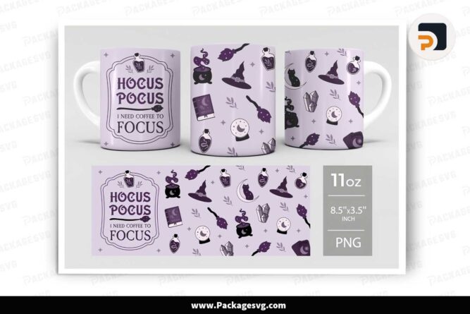 Hocus Pocus Mug Template, Halloween 11oz Mug Sublimation Wrap LJHZBTR4