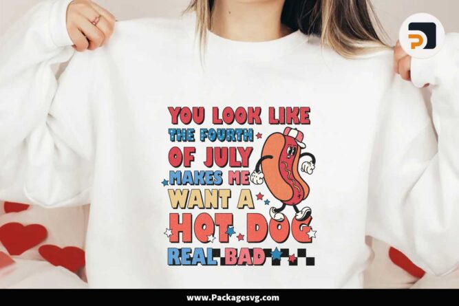 Hot Dog Quote Sublimation, 4th of July T-Shirt Design LJ26IFAI