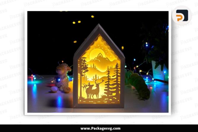 Merry Christmas Lanterns, Couple Deer Light Box Design LJ6K60Q3