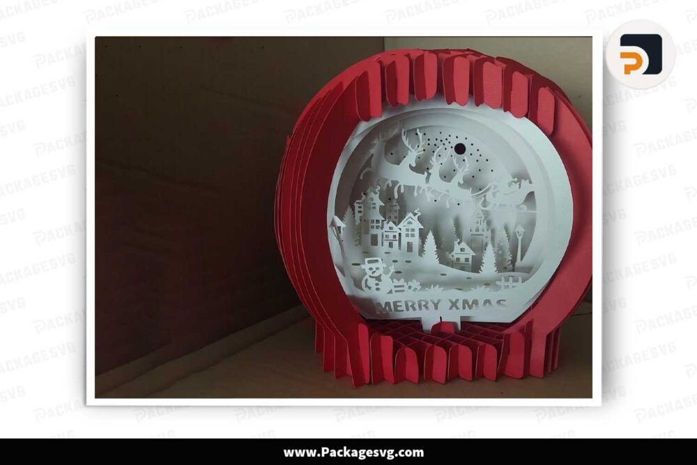 Merry Xmas Pop Up Lantern, 3D Papercut Template File