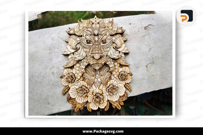 Multilayer Mandala Lion Head Template, SVG File Laser Cut LJHVH65K