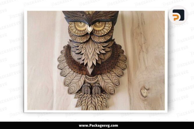 Multilayer Mandala Owl Template, SVG File Laser Cut LJHVON1D