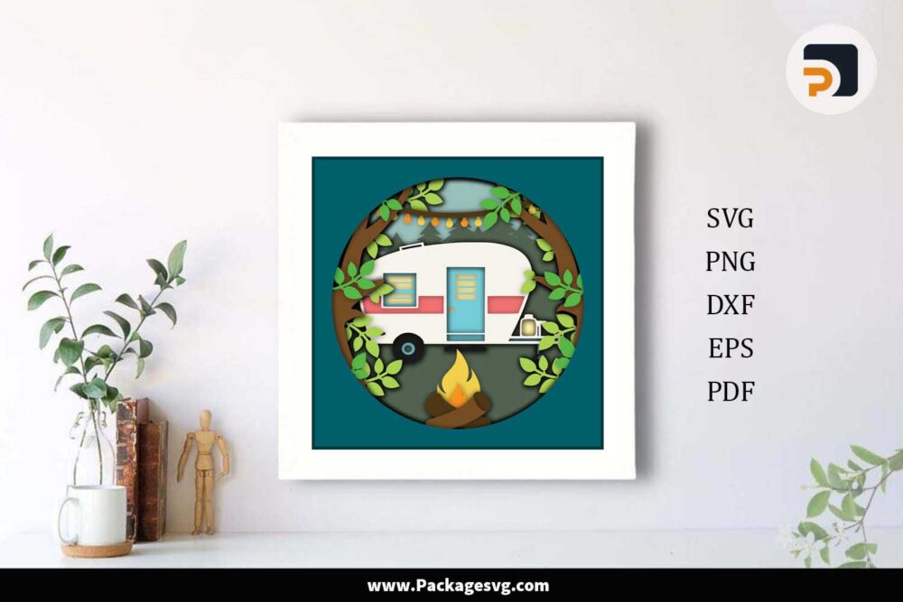 3D Camping Shadow Box, SVG Paper Cut Files LK7NVY2V