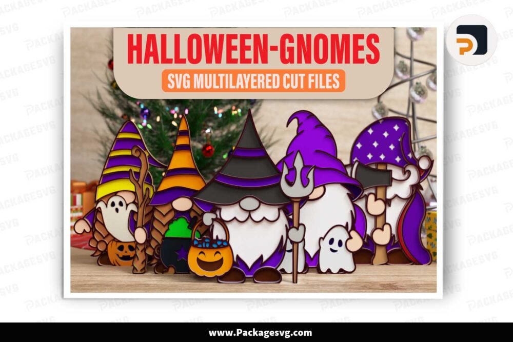 3D Halloween Gnome Layered Bundle, 5 SVG Files For Cricut LKGKZ7LT