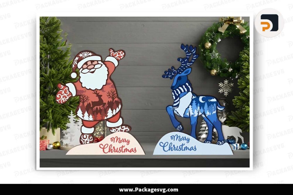 3D Santa Deer Multilayer, SVG Files For Laser Cut LKHM4NLI