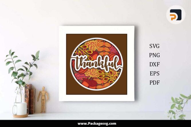 3D Thankful Shadow Box, SVG Paper Cut Files LK7OYMEF