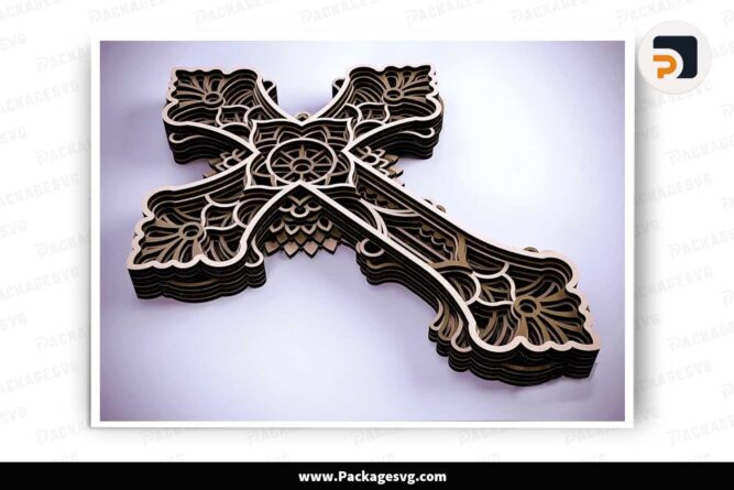 3d Multilayer Cross SVG, Christian Cross Layered Laser cut LKMB2CZE