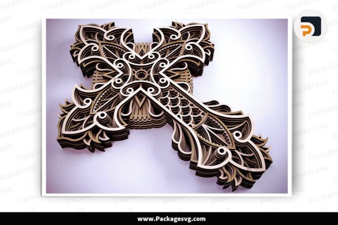 3d Multilayer Cross SVG, Religious Cross Layered Laser cut LKMAVHDU