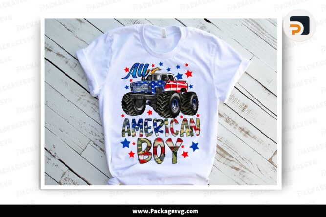 American Boy Sublimation PNG, Monster Truck Shirt Design LJMBRJ6K