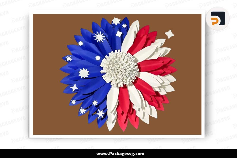 American Sunflower Paper Cut, 4th of July Template For Cricut LJNMY9XA