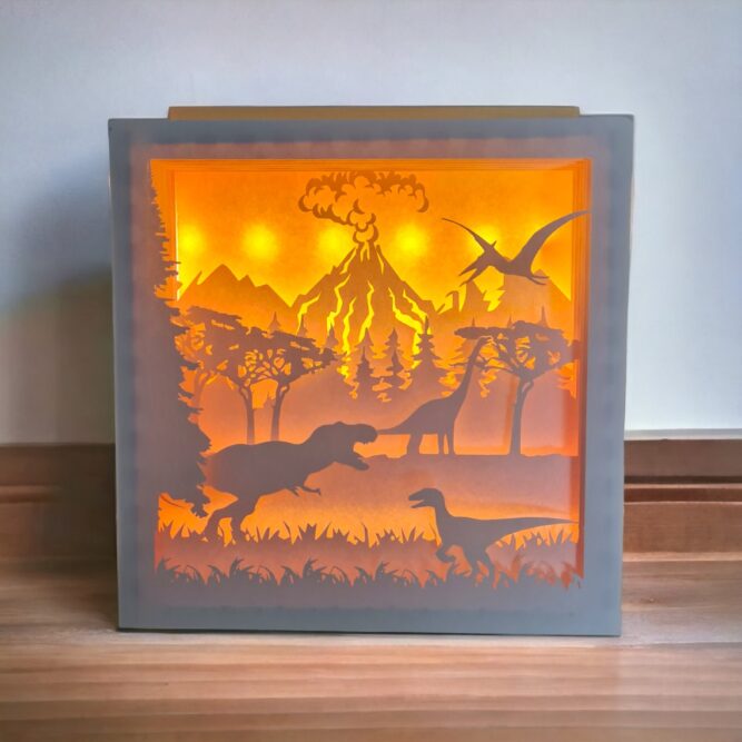 Dinosaur Light Box SVG, 3d Layered Paper Cut LKM9AJGK