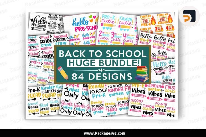 Back To School Huge Bundle, 84 Grade Level Shirt Designs LK687I8B