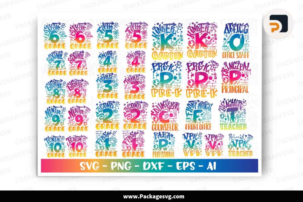 Back to School Bundle SVG, 30+ Graffiti Style Designs LK68XS6R