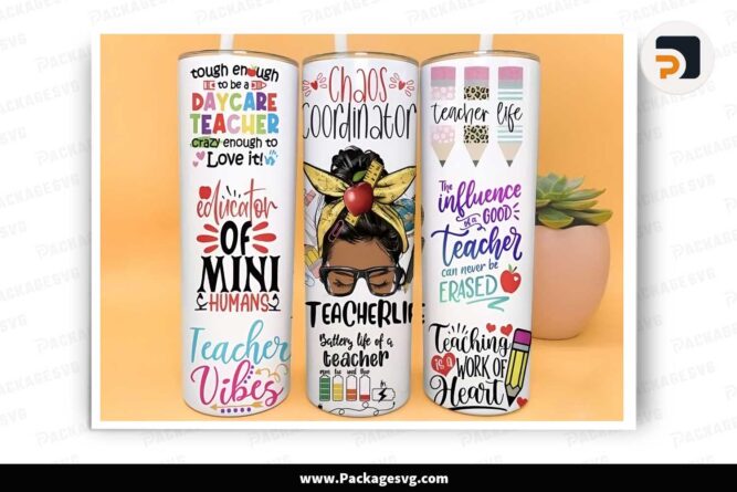 Black Teacher Template, 20oz Tumbler Wrap PNG LKDFO18A