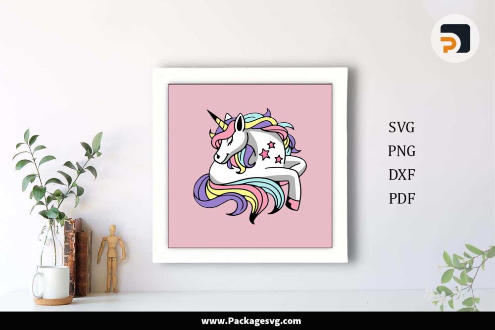 Colored Unicorn Shadow Box, SVG Paper Cut File LJMC8JLD