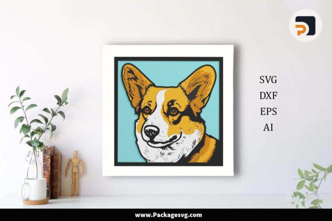 Corgi Shadow Box, SVG Files For Cricut LKKJFA1I