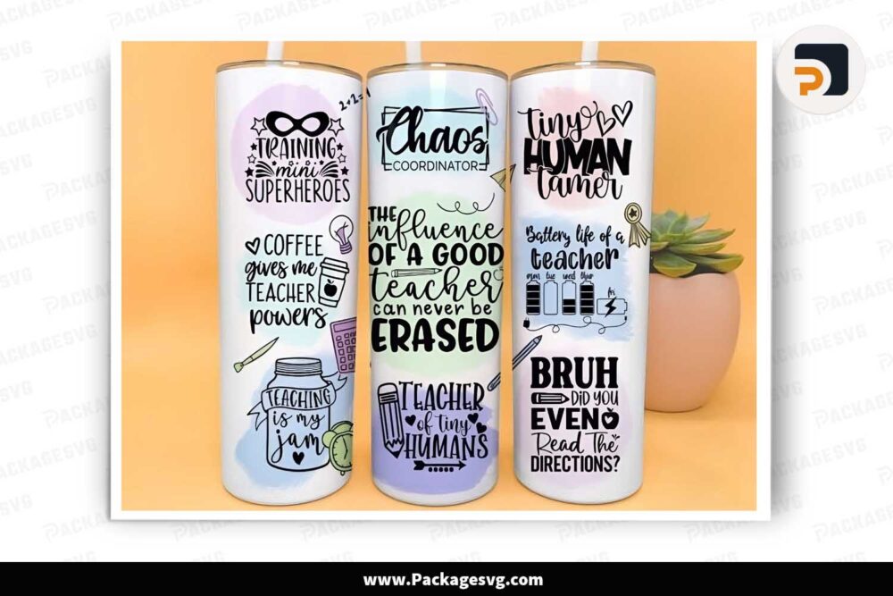 Funny Teacher Template, 20oz Tumbler Wrap Png LKDGLRMH